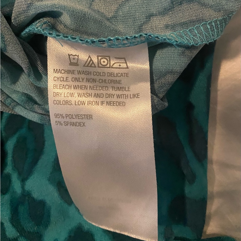 IMAN Turquoise Animal Print Blouse - Picture 6 of 7